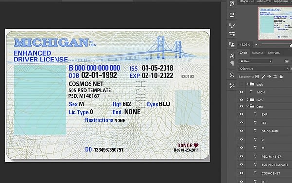 free michigan drivers license template download