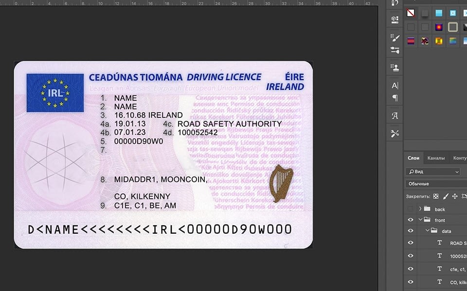 Ireland Driver License   IRL DL 